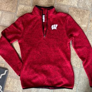 Red 1/4 Zip Wisconsin Sweater